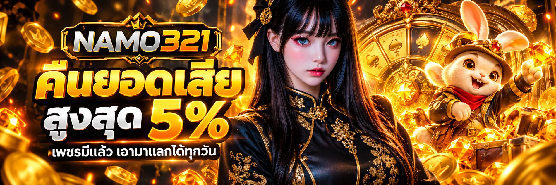แบนเนอร์คืนยอดเสีย NAMO321 พร้อมตัวละครแฟนตาซี PG Soft