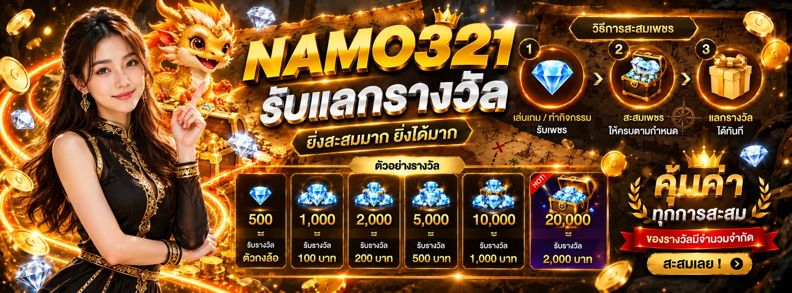 NAMO321 (นะโม321) ทางเข้า สมัคร และค่ายเกม